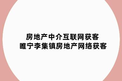 房地产中介互联网获客 睢宁李集镇房地产网络获客